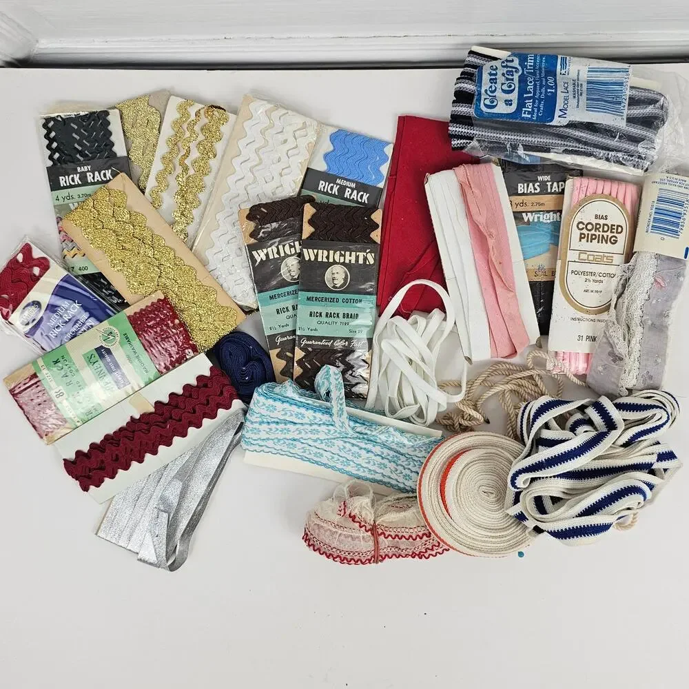VTG lot ric rac bias tapes ribbons piping sewing trims costumes